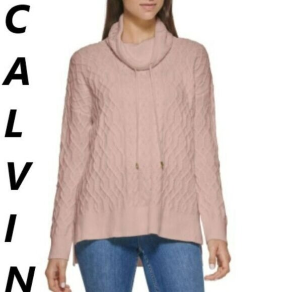 Calvin Klein Sweaters - CalvinKlein Funnel Neck Mixed Knit Sweater, Sz Large, NWT